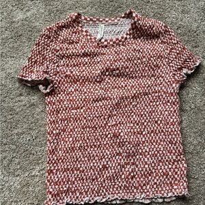 American Eagle Smocked Gingham Short Sleeve Top